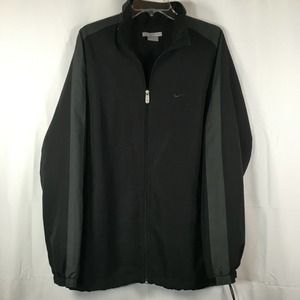 Nike Jacket Mens Sz L Black Full Zip Athletic Windbreaker Side Toggle‎